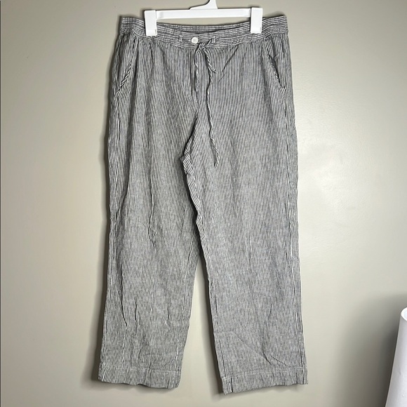 Talbots Linen Wide Leg Pants Womens Striped 12 - Picture 1 of 5